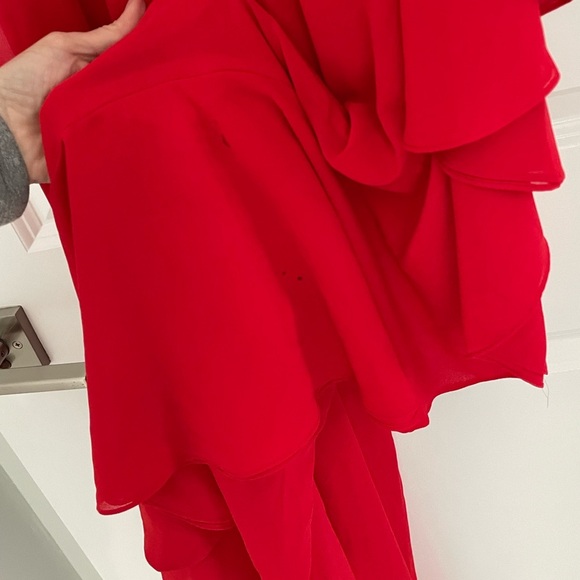 Mac Duggal Red Chiffon Ruffle Jumpsuit Size 4 Evening Formal Wedding Cocktail. 6 - Picture 8 of 10
